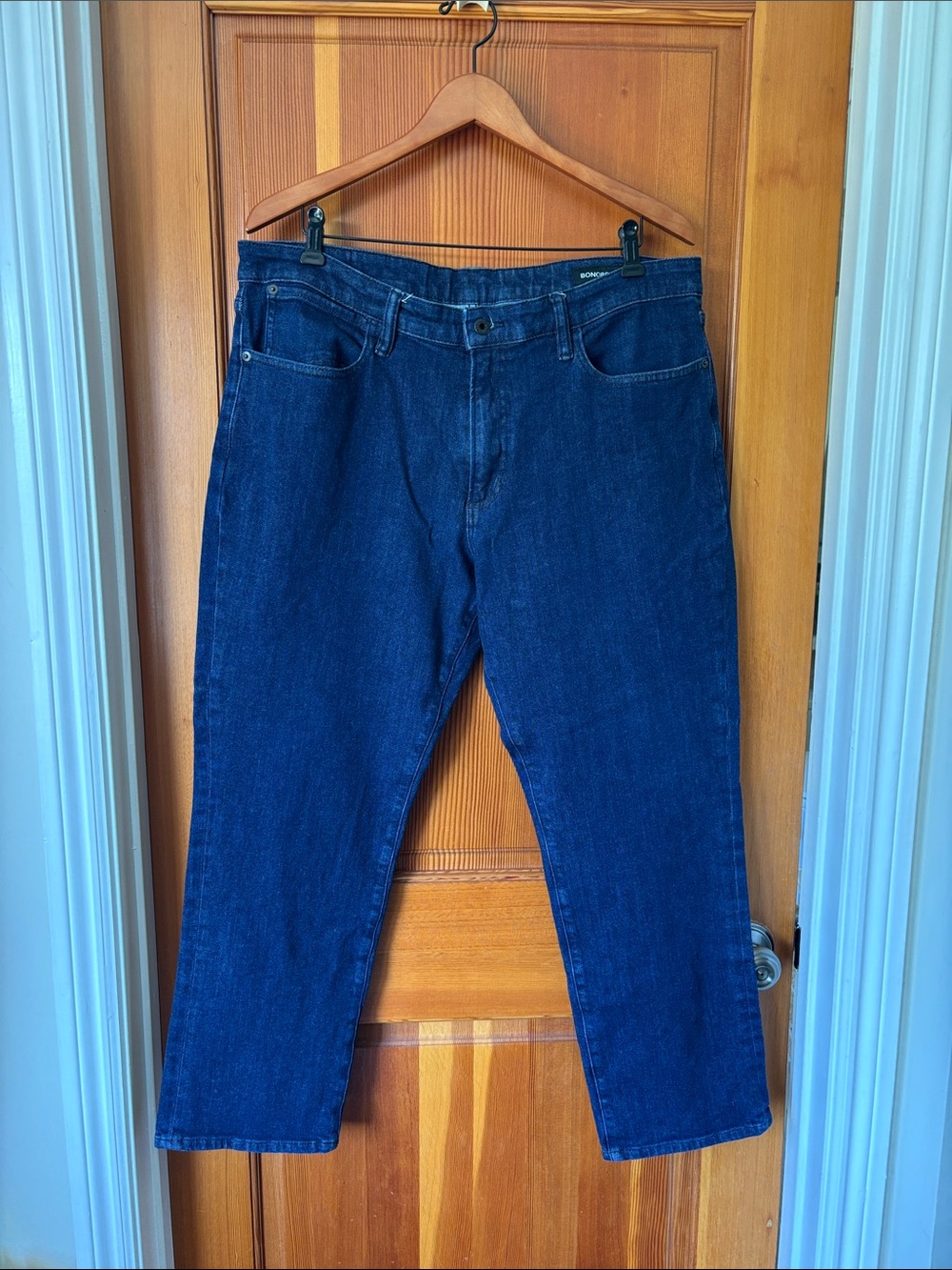 Bonobos Men's Dark Blue Denim Jeans, Straight, 38/30